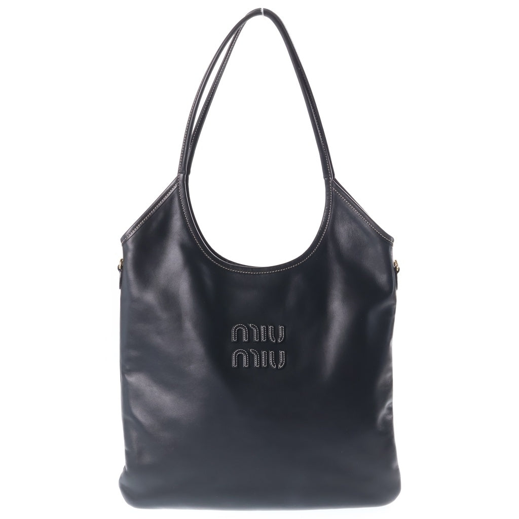 miumiu(ミュウミュウ) ロゴ ワンショルダーバッグ ハンドバッグ ブラック レザー 5BG231 レディース