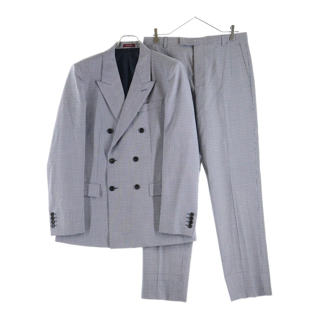 GUCCI(グッチ) Double Breasted Set Up Suit ハウンドトゥースダブルブレストセットアップスーツ 6B テーラードジャケット パンツ グレー 814909