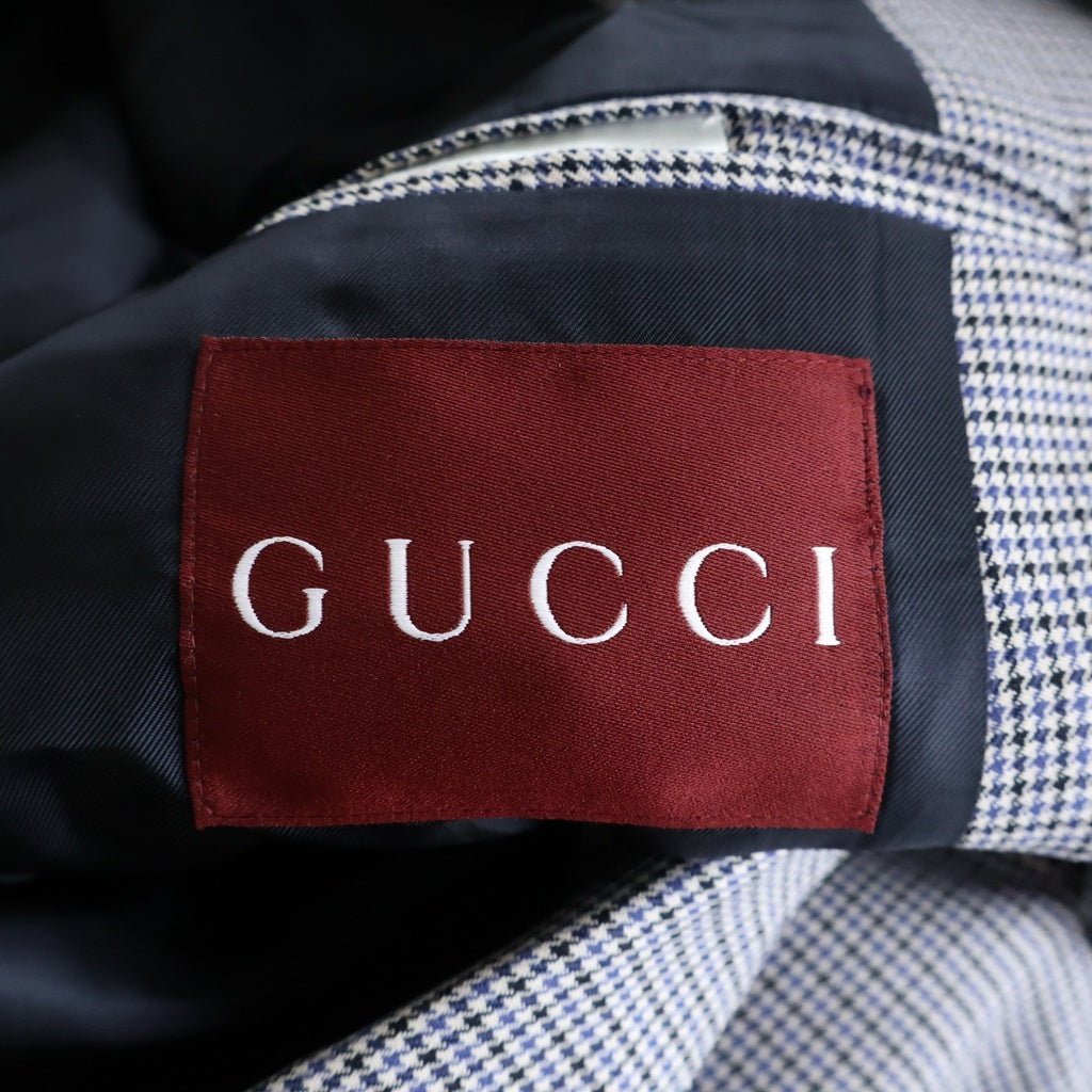 GUCCI(グッチ) Double Breasted Set Up Suit ハウンドトゥースダブルブレストセットアップスーツ 6B テーラードジャケット パンツ グレー 814909