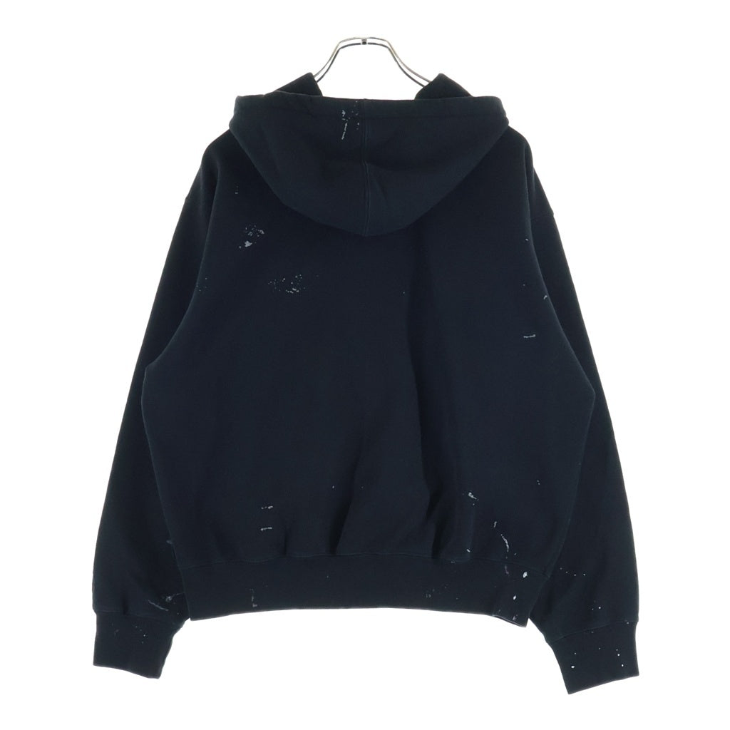 SUPREME(シュプリーム) 26SS ×MM6 Maison Margiela Box Logo Zip Up Hooded Sweatshirt メゾンマルジェラ ペイント加工 ジップアップスウェットパーカー フーディー ブラック SH0GU0053 M25042
