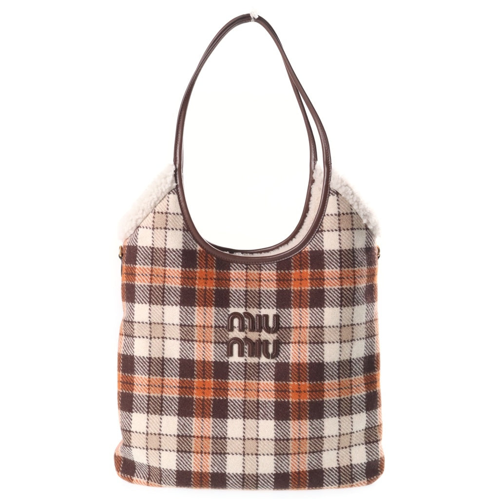 miumiu(ミュウミュウ) Ivy 裏地ボア チェックハンドバッグ マルチ 5BA284 レディース