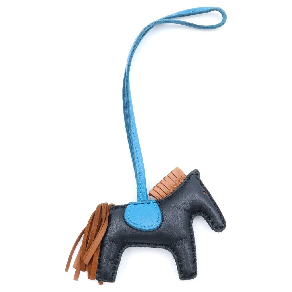 HERMES(エルメス) ロデオチャーム PM レザーキーホルダー ブラック Y刻印 レディース