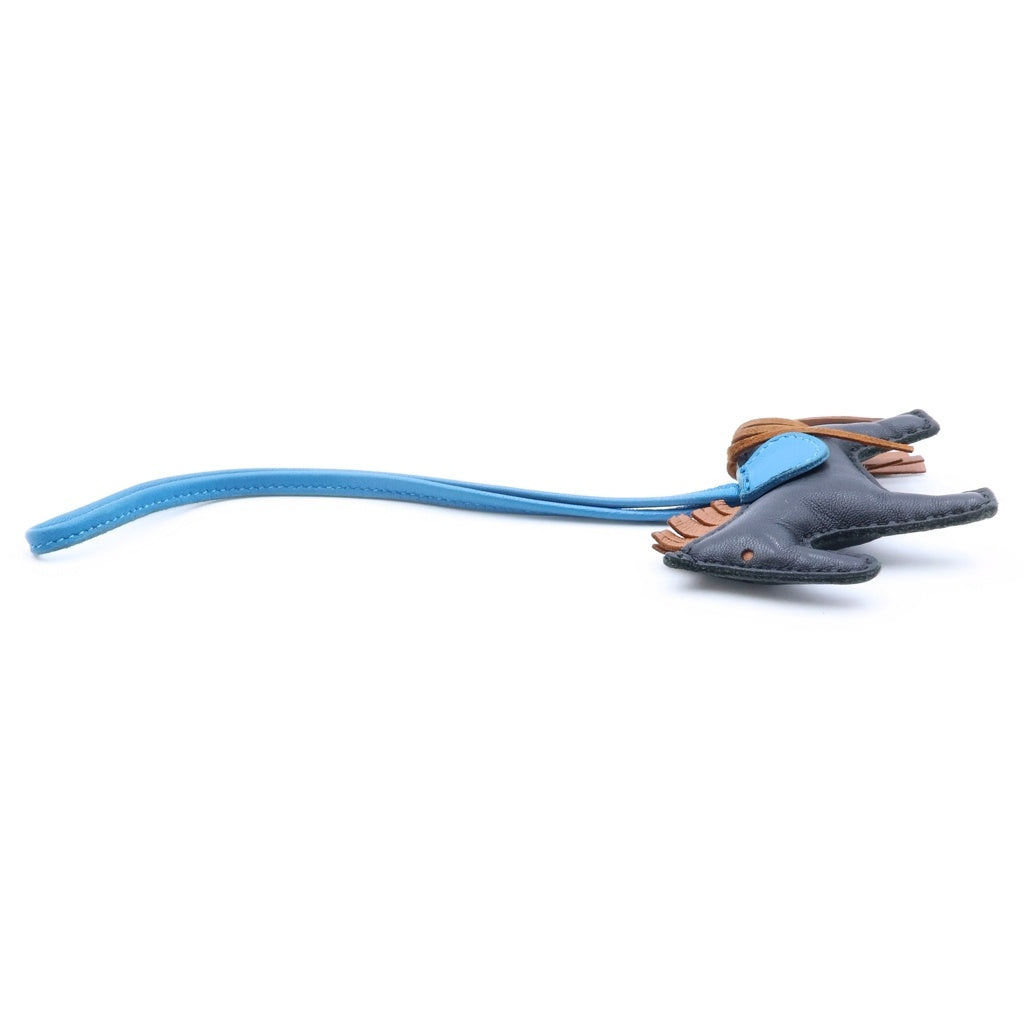 HERMES(エルメス) ロデオチャーム PM レザーキーホルダー ブラック Y刻印 レディース