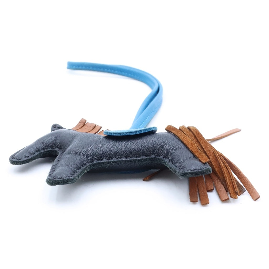 HERMES(エルメス) ロデオチャーム PM レザーキーホルダー ブラック Y刻印 レディース