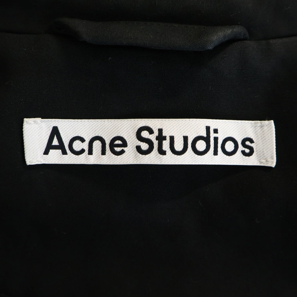 Acne Studios(アクネ ストゥディオズ) TWILL BOMBER JACKET レザー切り替え ジップアップ ツイル ボンバージャケット ブラック FN-MN-OUTW001243
