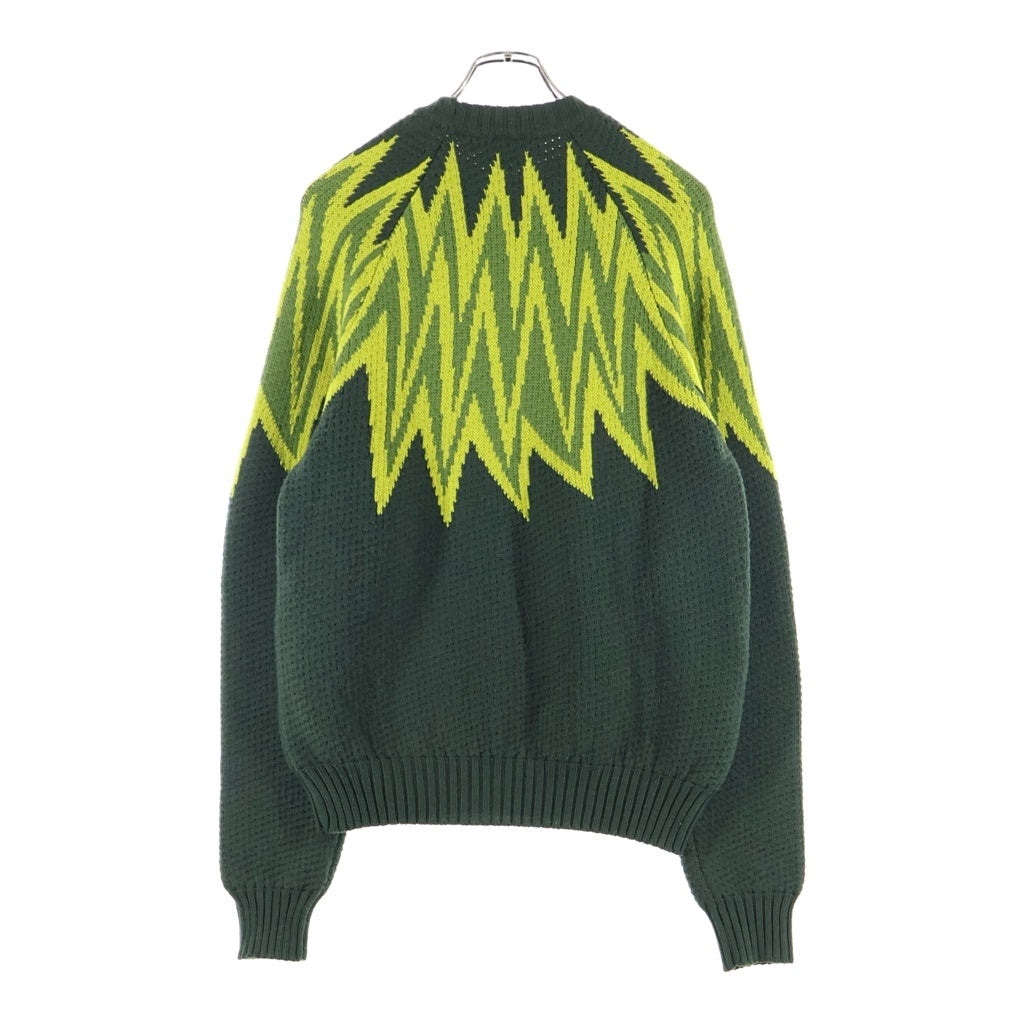 MARNI(マルニ) 24SS FIRE ISLAND LOGO ファイアー アイランド ラウンドネック セーター グリーン/イエロー GCMG0363Q0 UFWH16