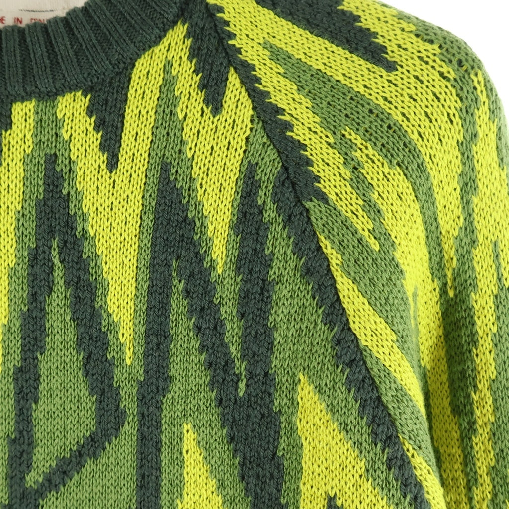 MARNI(マルニ) 24SS FIRE ISLAND LOGO ファイアー アイランド ラウンドネック セーター グリーン/イエロー GCMG0363Q0 UFWH16