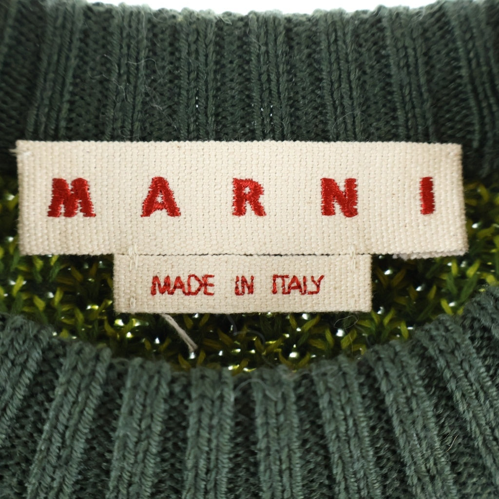 MARNI(マルニ) 24SS FIRE ISLAND LOGO ファイアー アイランド ラウンドネック セーター グリーン/イエロー GCMG0363Q0 UFWH16