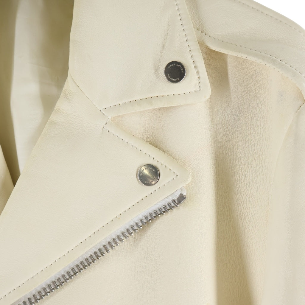 OFF-WHITE(オフホワイト) LEATHER BIKER JACKET レザーライダース バイカージャケット ホワイト