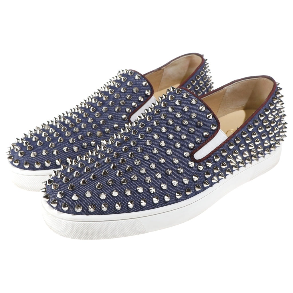 CHRISTIAN LOUBOUTIN(クリスチャンルブタン) ROLLER BOAT FLAT DENIM ローラーボート スタッズデザイン フラット ローカット デニム スニーカー インディゴ 1170737