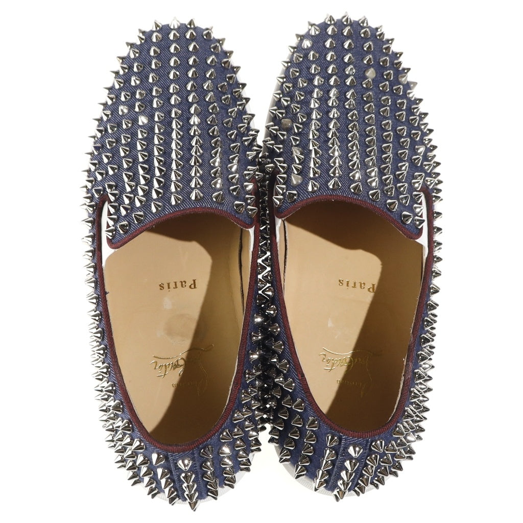 CHRISTIAN LOUBOUTIN(クリスチャンルブタン) ROLLER BOAT FLAT DENIM ローラーボート スタッズデザイン フラット ローカット デニム スニーカー インディゴ 1170737