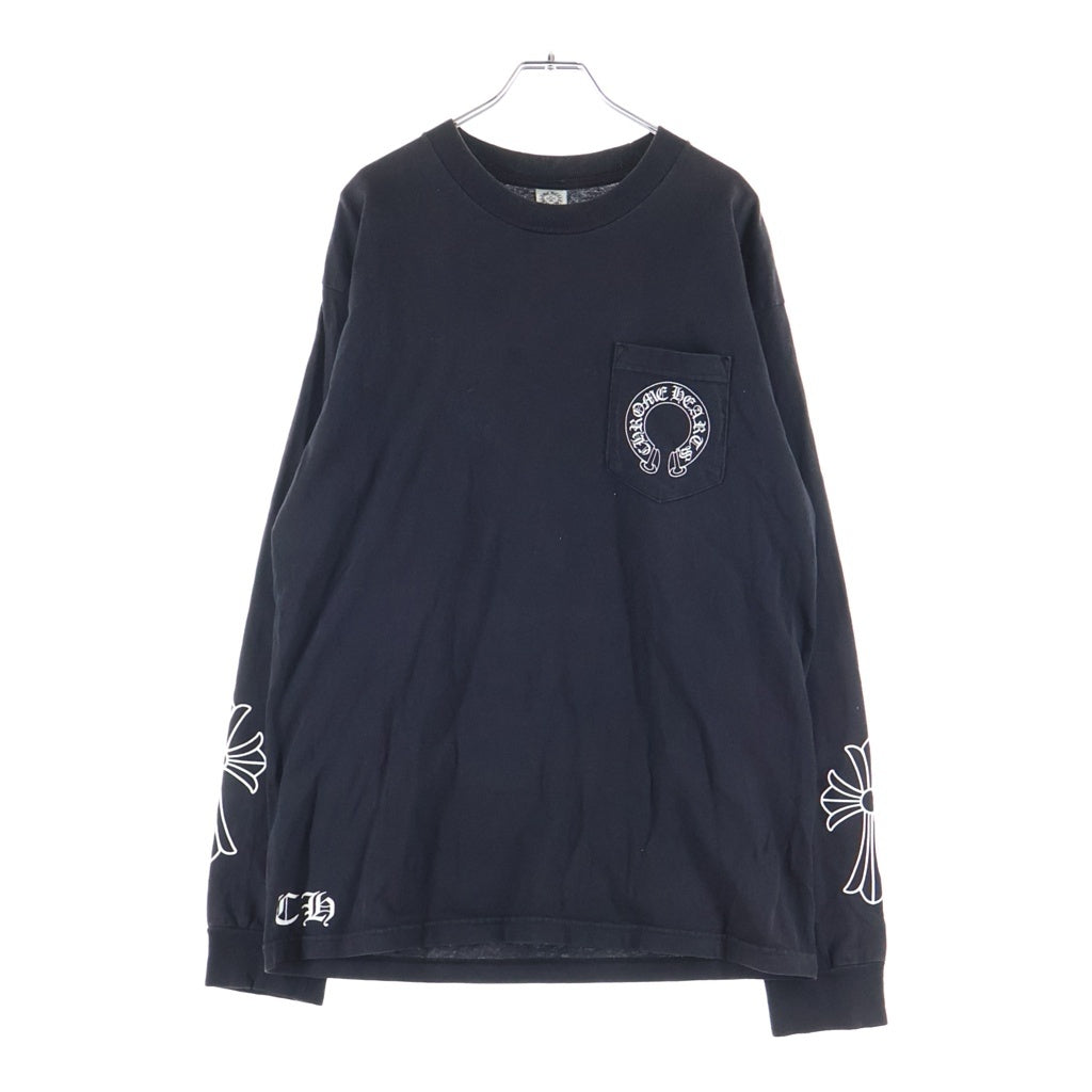 CHROME HEARTS(クロムハーツ) OLD SCROLL LOGO TEE オールド スクロールロゴ クルーネック 長袖Tシャツ ロングスリーブ カットソー ブラック/ホワイト