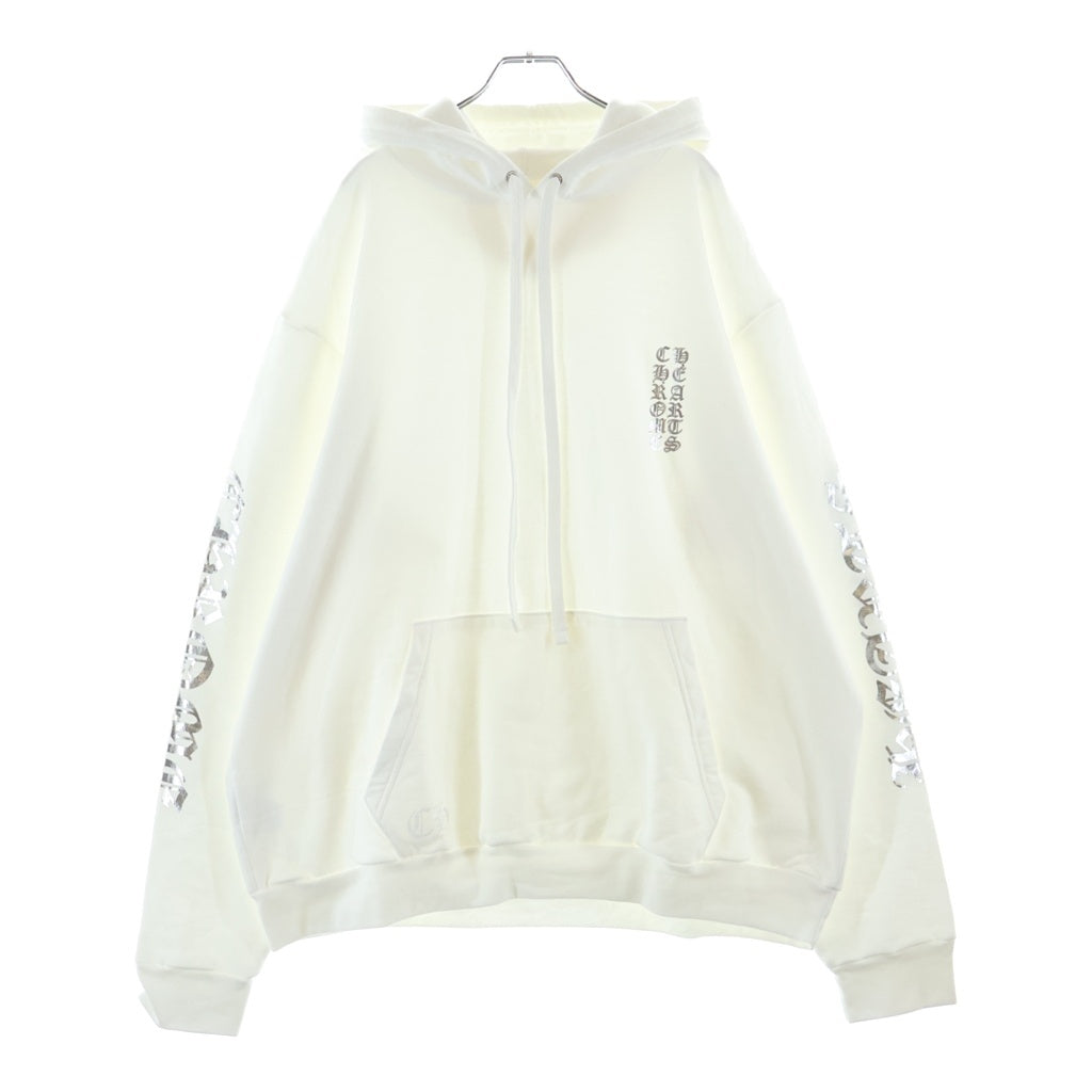 CHROME HEARTS(クロムハーツ) WWW.CHROMEHEARTS.COM SILVER GLITTER HOODIE オンライン限定 グリッター 袖英字プリントプ ルオーバースウェットパーカー