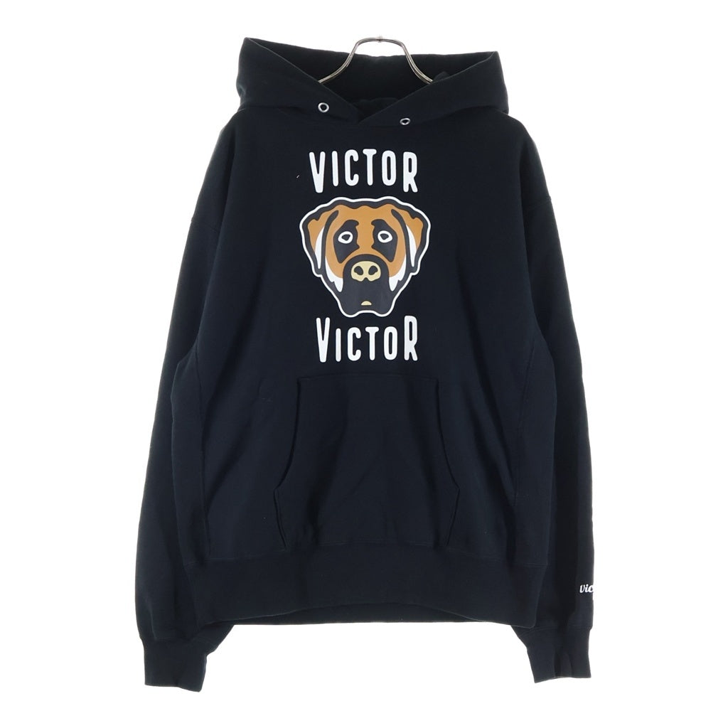 HUMAN MADE(ヒューマンメイド) 23AW ×VICTOR VICTOR WORLDWIDE ヴィクターヴィクターワールドワイド フロントプリント プルオーバーパーカー ブラック