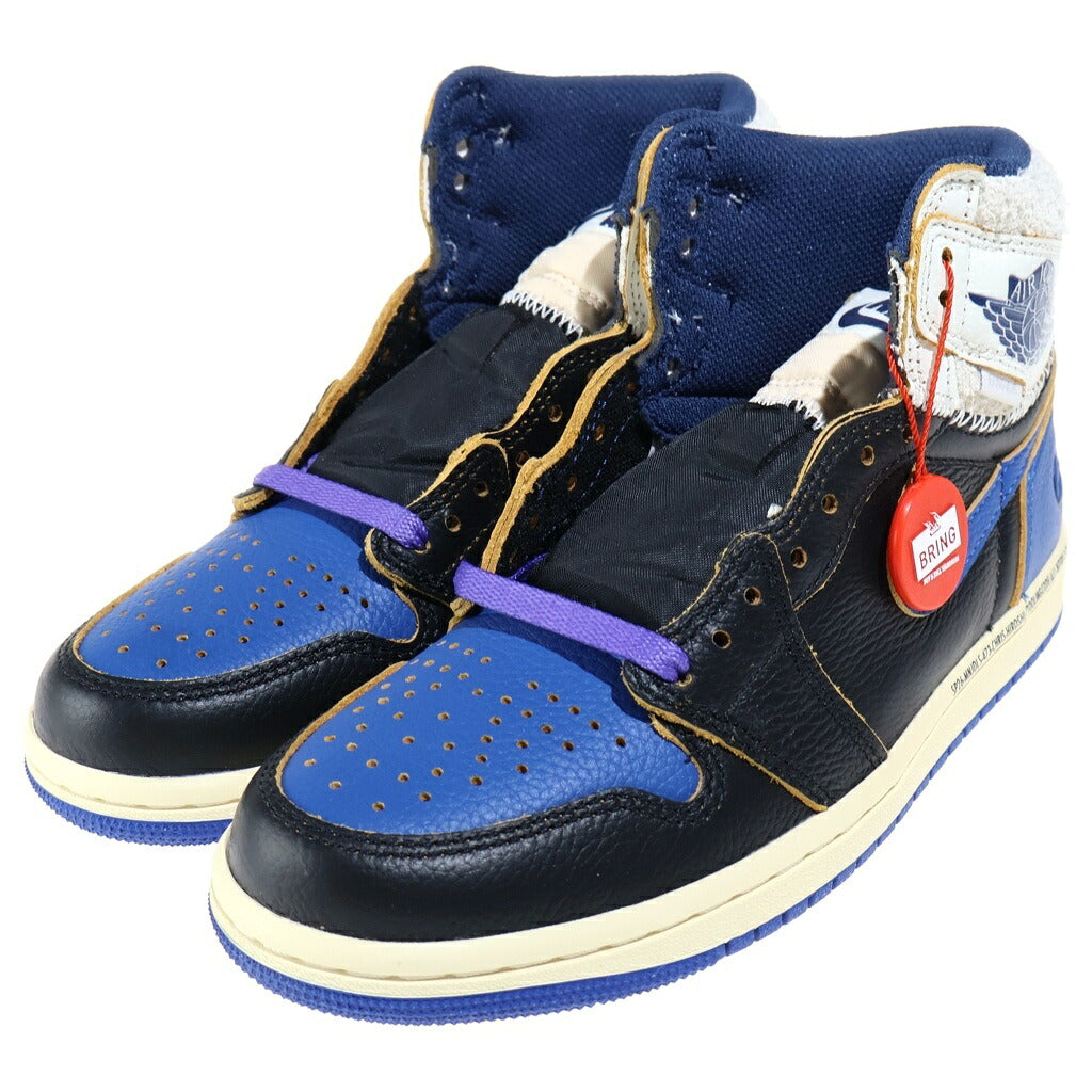 NIKE(ナイキ) ×UNION ×fragment Air Jordan 1 High Sport Royal IO7847-001 ×ユニオン ×フラグメント エアジョーダン1 ハイカットスニーカー OG スポーツロイヤル ブラック/ブルー/ホワイト US4.5/23.5cm レディース