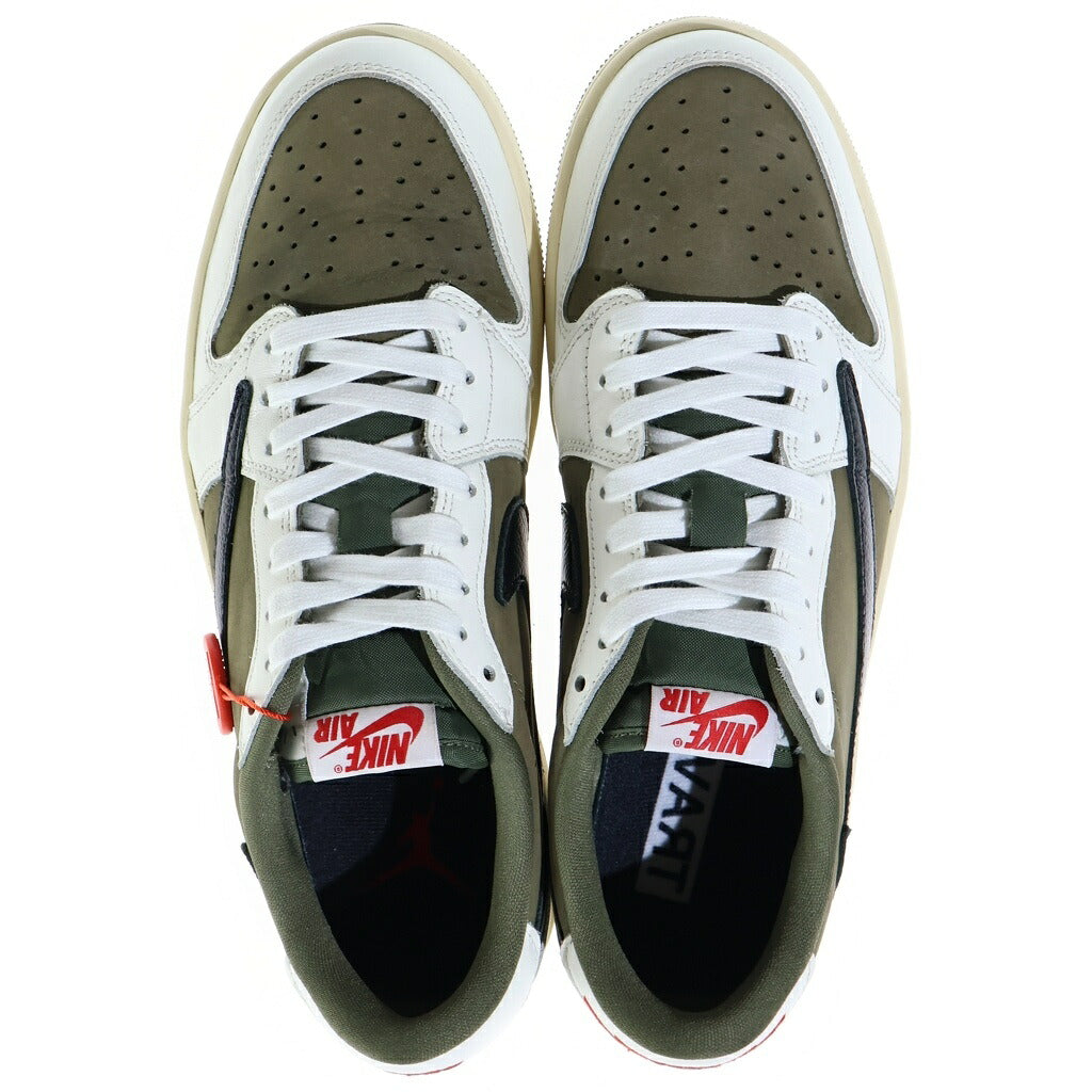 NIKE(ナイキ) ×TRAVIS SCOTT AIR JORDAN 1 LOW OG REVERSE OLIVE トラヴィススコット エアジョーダン1 リバース オリーブ ローカットスニーカー ホワイト/カーキ US9.5/27.5cm DM7866-200
