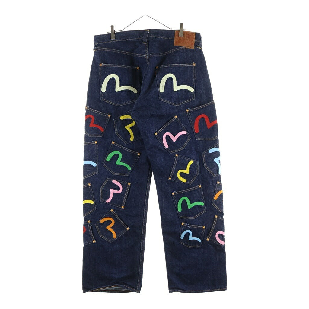 EVISU(エビス) カモメマーク マルチポケット デニムパンツ ワイドパンツ インディゴ