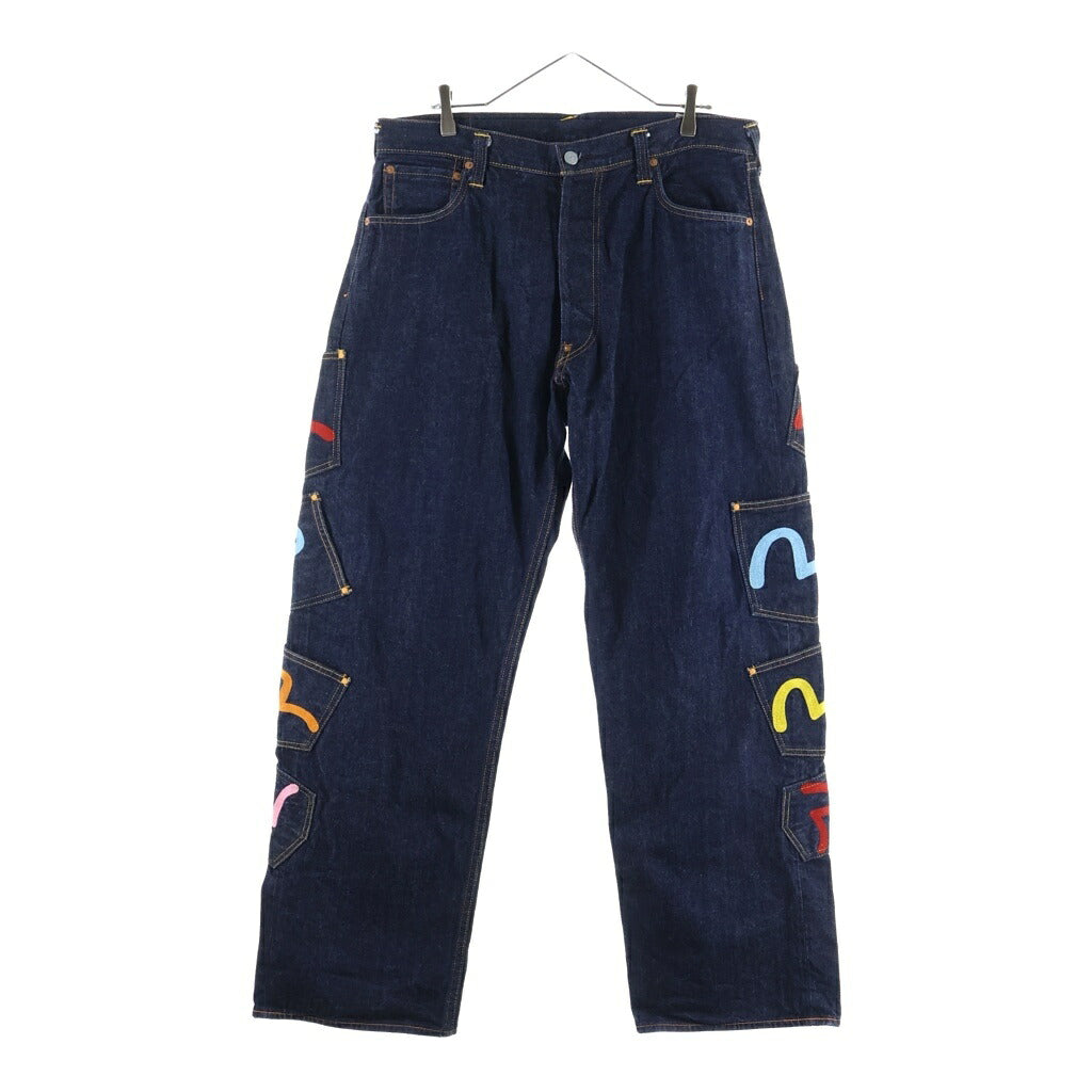 EVISU(エビス) カモメマーク マルチポケット デニムパンツ ワイドパンツ インディゴ