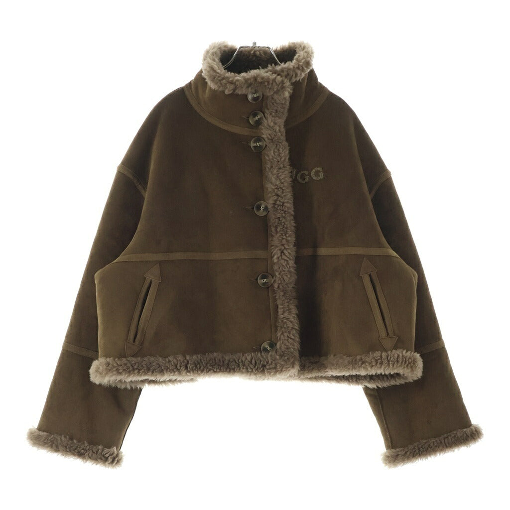 NO BRAND(ノーブランド) UGG OZLANA(アグ オズラナ) Logo Fur Trimmed Reversible Shearling Coat シープスキン 裏地ボア リバーシブルジャケット ブラウン レディース