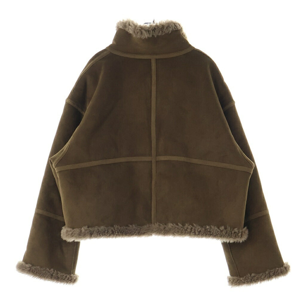 NO BRAND(ノーブランド) UGG OZLANA(アグ オズラナ) Logo Fur Trimmed Reversible Shearling Coat シープスキン 裏地ボア リバーシブルジャケット ブラウン レディース