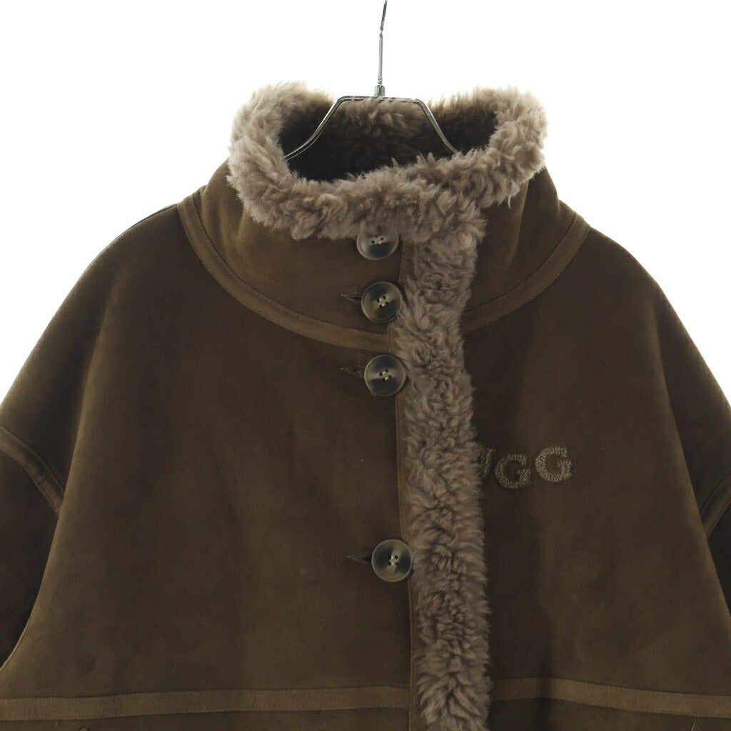 NO BRAND(ノーブランド) UGG OZLANA(アグ オズラナ) Logo Fur Trimmed Reversible Shearling Coat シープスキン 裏地ボア リバーシブルジャケット ブラウン レディース