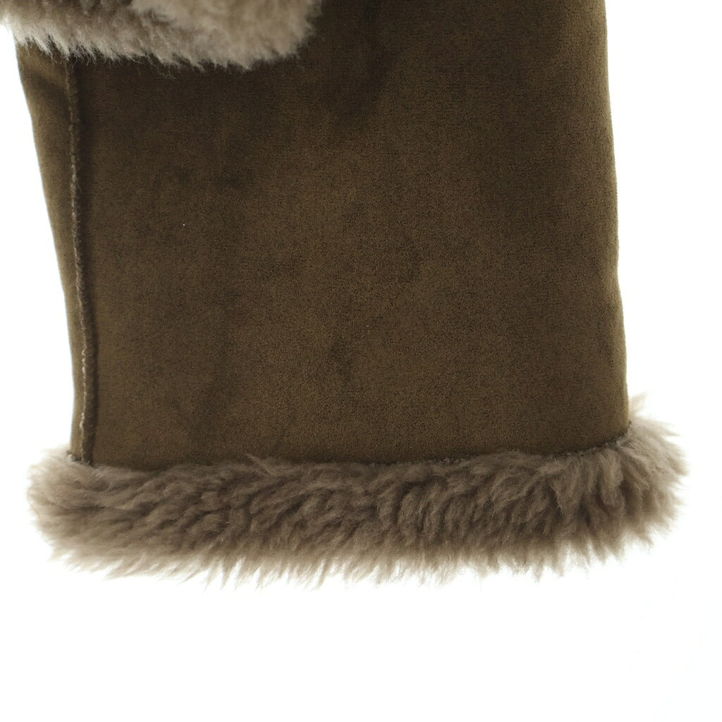 NO BRAND(ノーブランド) UGG OZLANA(アグ オズラナ) Logo Fur Trimmed Reversible Shearling Coat シープスキン 裏地ボア リバーシブルジャケット ブラウン レディース