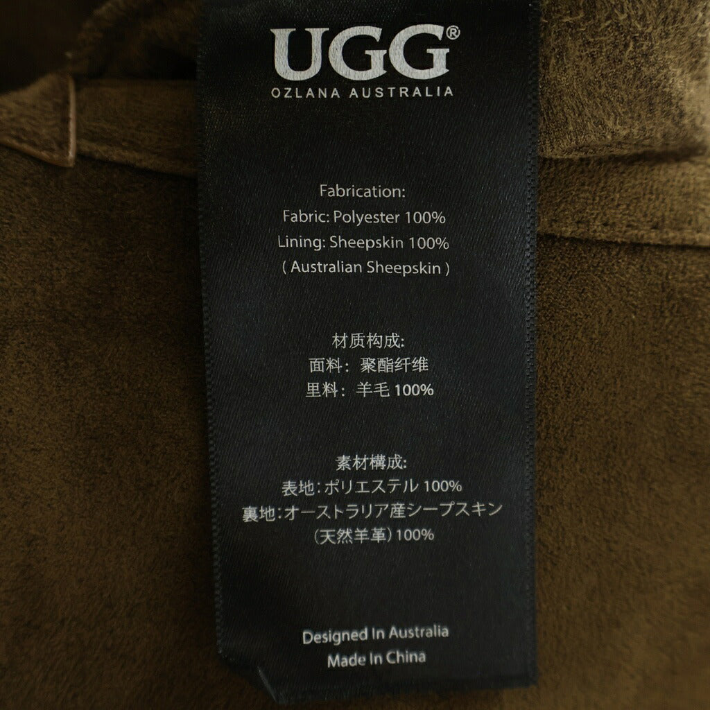 NO BRAND(ノーブランド) UGG OZLANA(アグ オズラナ) Logo Fur Trimmed Reversible Shearling Coat シープスキン 裏地ボア リバーシブルジャケット ブラウン レディース