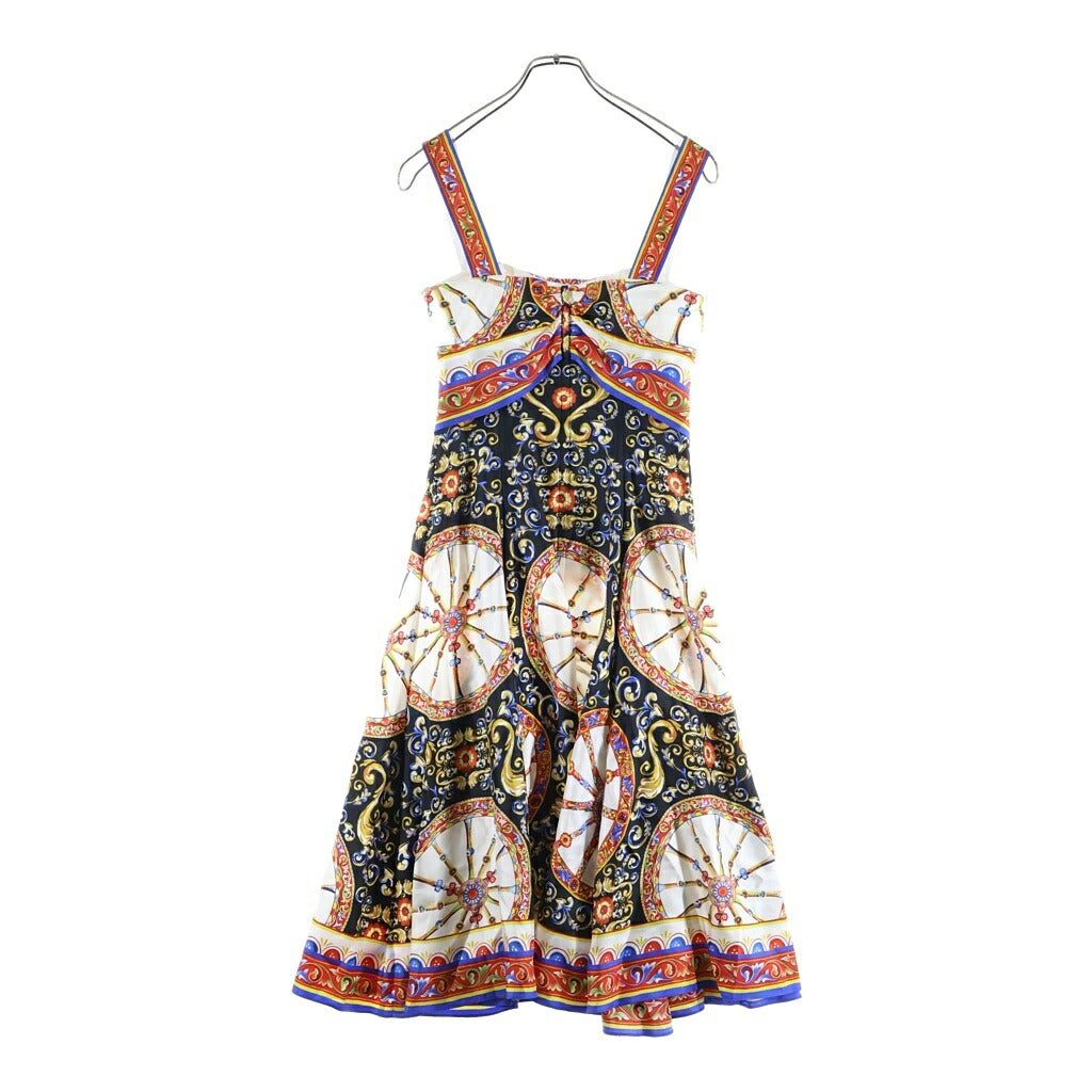 DOLCE & GABBANA(ドルチェアンドガッバーナ) Carretto Dress 総柄 シルクドレス レディース レッド F6TZBT