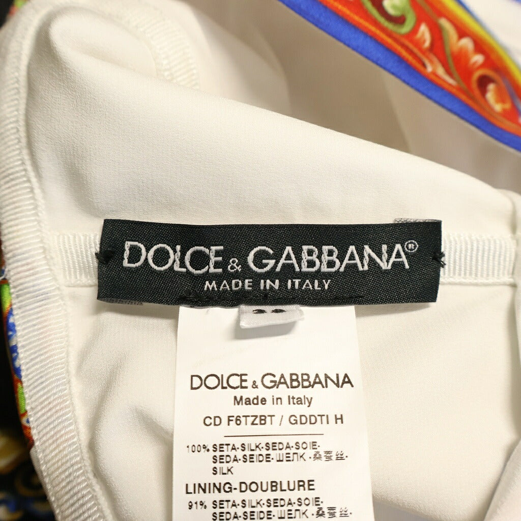 DOLCE & GABBANA(ドルチェアンドガッバーナ) Carretto Dress 総柄 シルクドレス レディース レッド F6TZBT