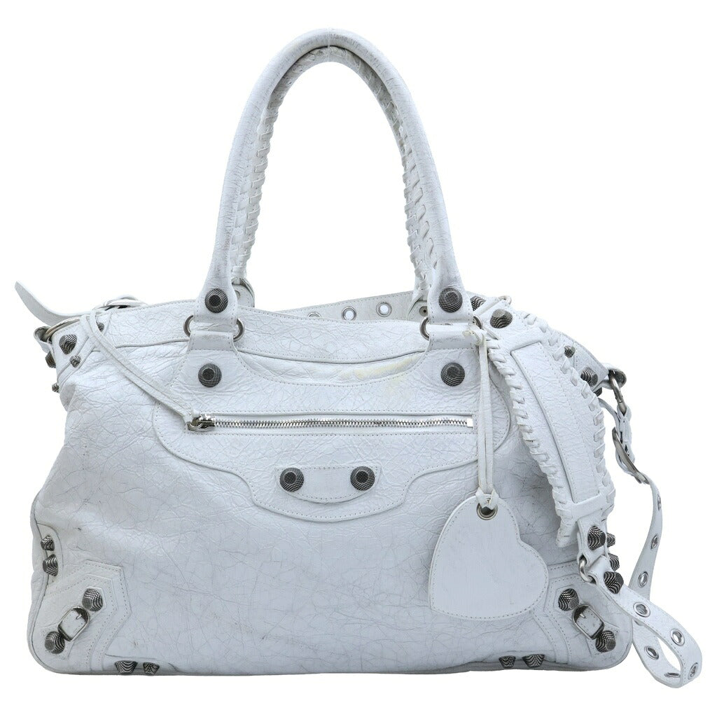 BALENCIAGA(バレンシアガ) NEO CAGOLE XL PLUS ネオ カゴール プラス ラムスキン レザー ショルダーバッグ ホワイト 7916012AA9N