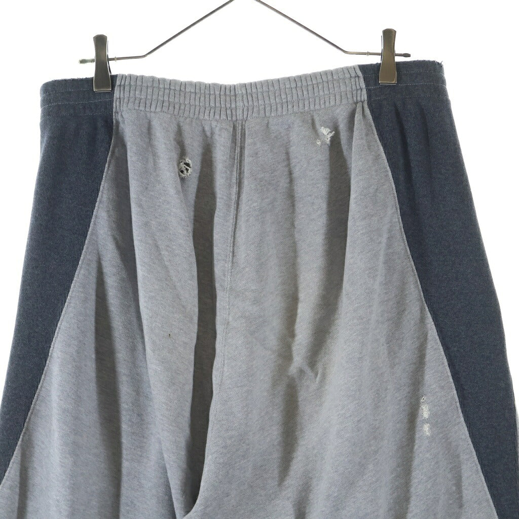 Needles(ニードルス) 24AW ×STUDIOUS 別注 DECONSTRUCTED H.D. SWEAT PANT ステュディオス ダメージデザイン ヒザデル スウェット ワイドパンツ グレー PU1537