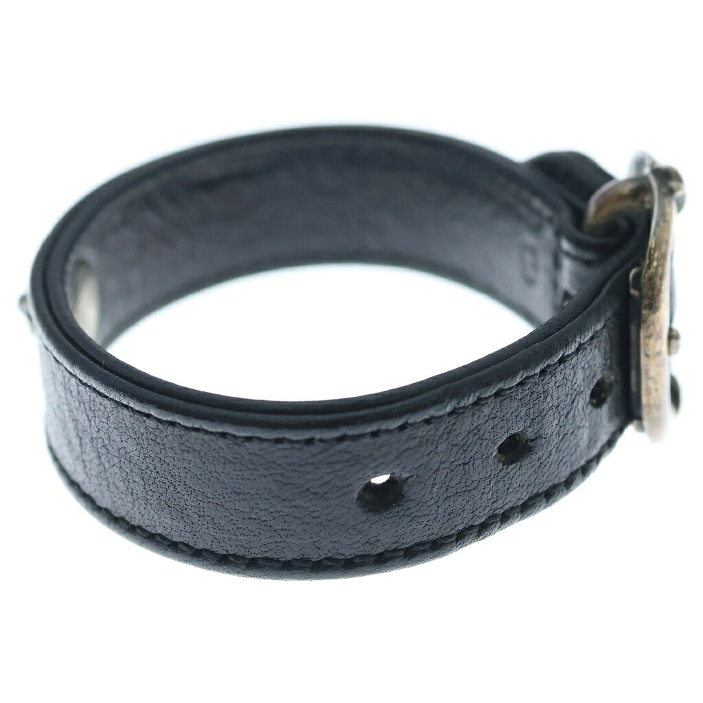 CHROME HEARTS(クロムハーツ) GUNSLINGER ガンスリンガー クロスボール レザーブレスレット ブラック/シルバー BCA146