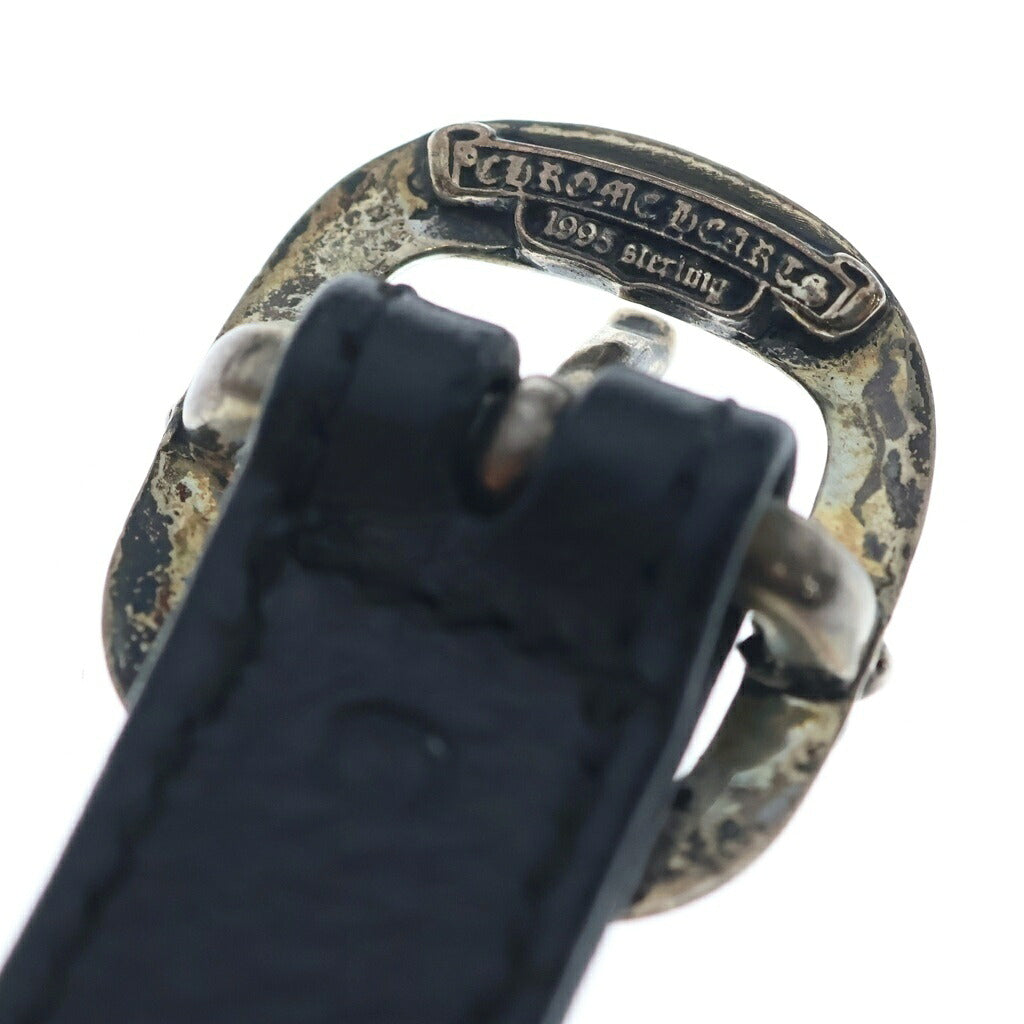 CHROME HEARTS(クロムハーツ) GUNSLINGER ガンスリンガー クロスボール レザーブレスレット ブラック/シルバー BCA146