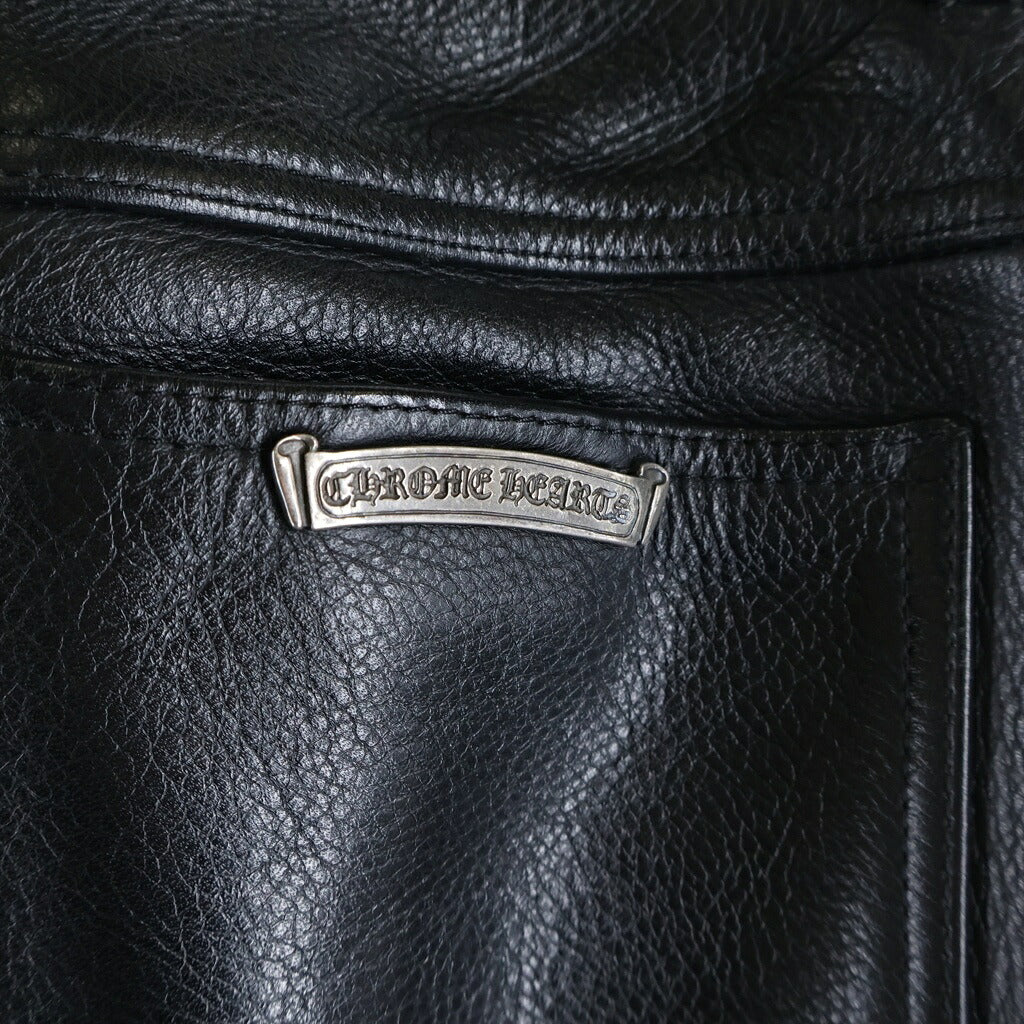 CHROME HEARTS(クロムハーツ) OLD LTHR PANTS オールド フレアニー クロスボール レザー パンツ ブラック