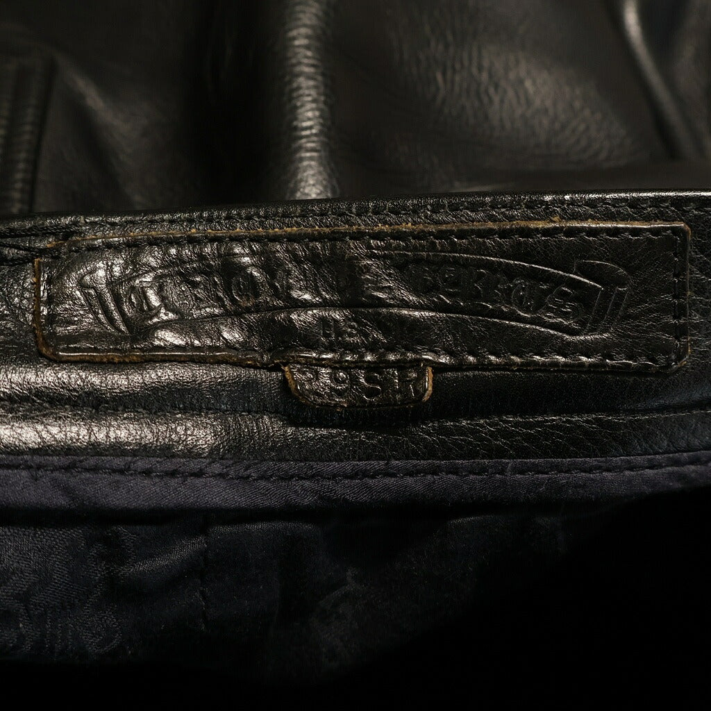 CHROME HEARTS(クロムハーツ) OLD LTHR PANTS オールド フレアニー クロスボール レザー パンツ ブラック