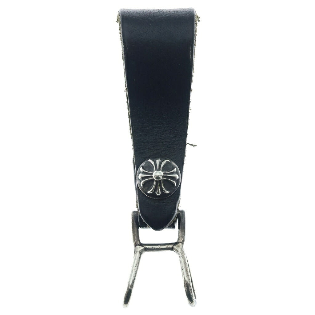 CHROME HEARTS(クロムハーツ) BELT LOOP クロスボールボタンレザーベルトループ シルバー/ブラック BCA397