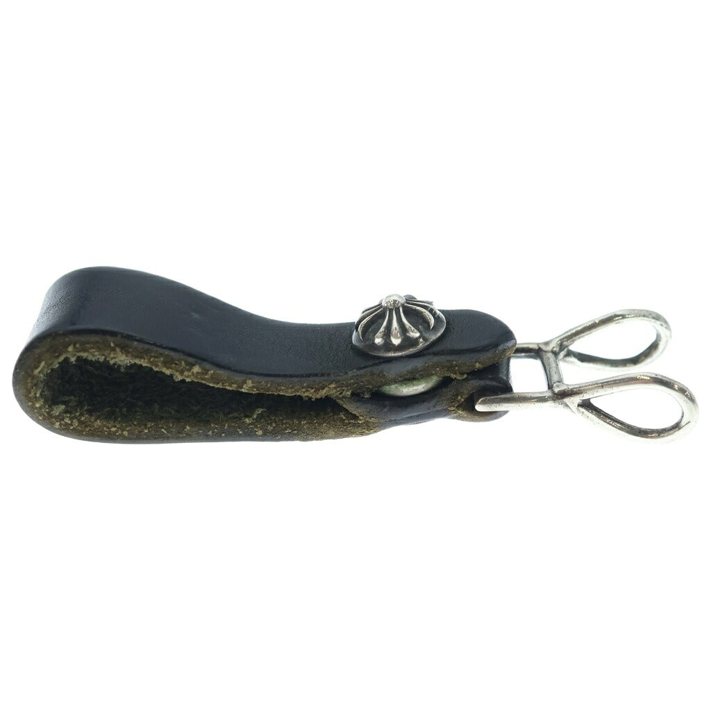 CHROME HEARTS(クロムハーツ) BELT LOOP クロスボールボタンレザーベルトループ シルバー/ブラック BCA397