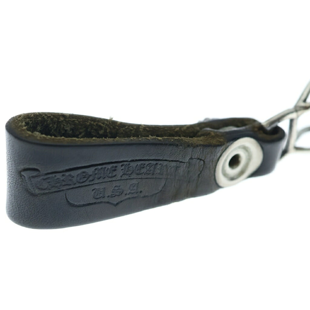 CHROME HEARTS(クロムハーツ) BELT LOOP クロスボールボタンレザーベルトループ シルバー/ブラック BCA397
