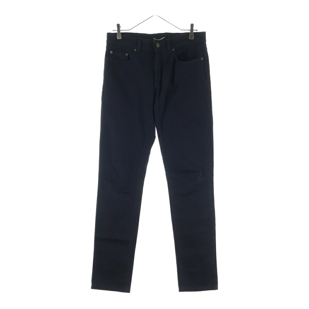 SAINT LAURENT PARIS(サンローランパリ) 22AW ロゴパッチ ジップフライ ストレート スキニーパンツ ブラック 527389 YS500