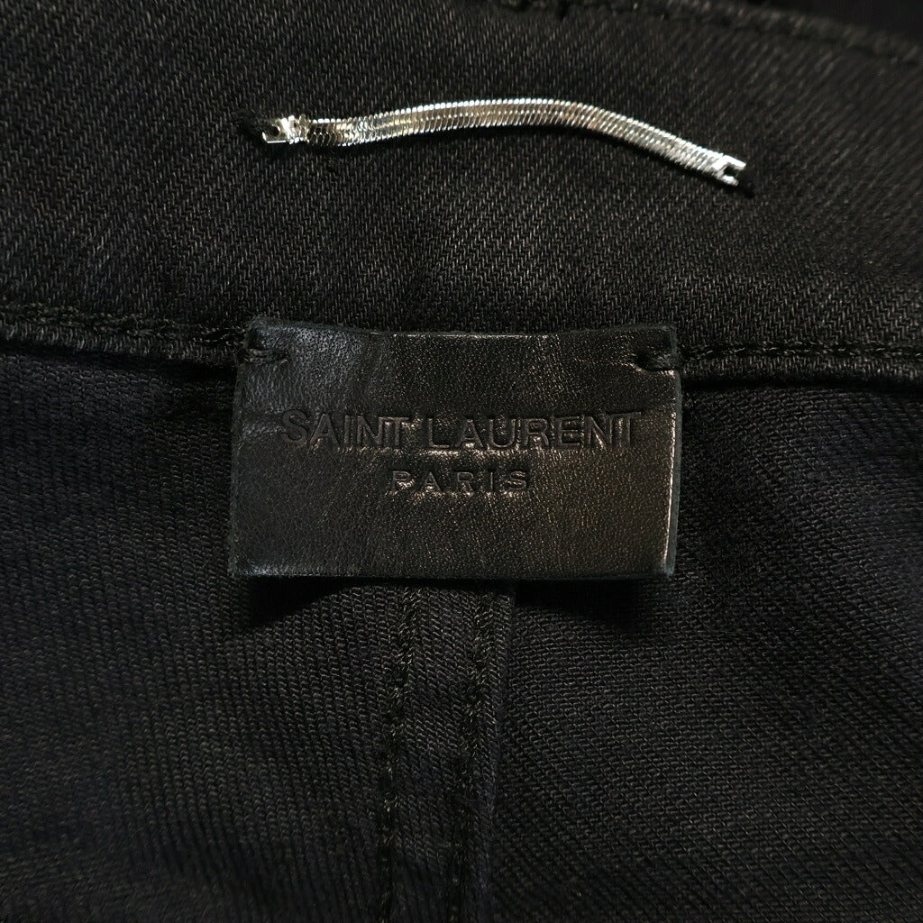 SAINT LAURENT PARIS(サンローランパリ) 22AW ロゴパッチ ジップフライ ストレート スキニーパンツ ブラック 527389 YS500