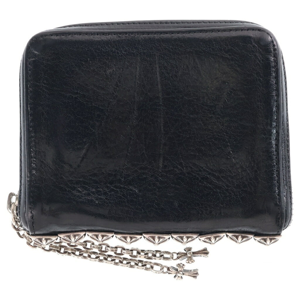 CHROME HEARTS(クロムハーツ) 3 SIDE ZIP サイドジップ レザー ピラミッドスタッズ ベイビーファット ウォレット 財布 ブラック