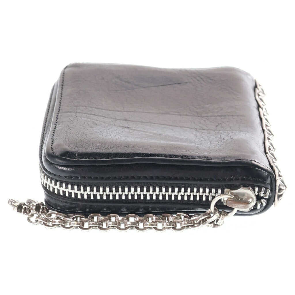 CHROME HEARTS(クロムハーツ) 3 SIDE ZIP サイドジップ レザー ピラミッドスタッズ ベイビーファット ウォレット 財布 ブラック