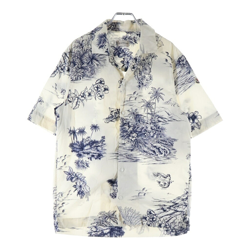 MONCLER(モンクレール) SHORT-SLEEVE SHIRT ロゴパッチ レギュラーカラー 半袖柄シャツ ホワイト L10912F00047