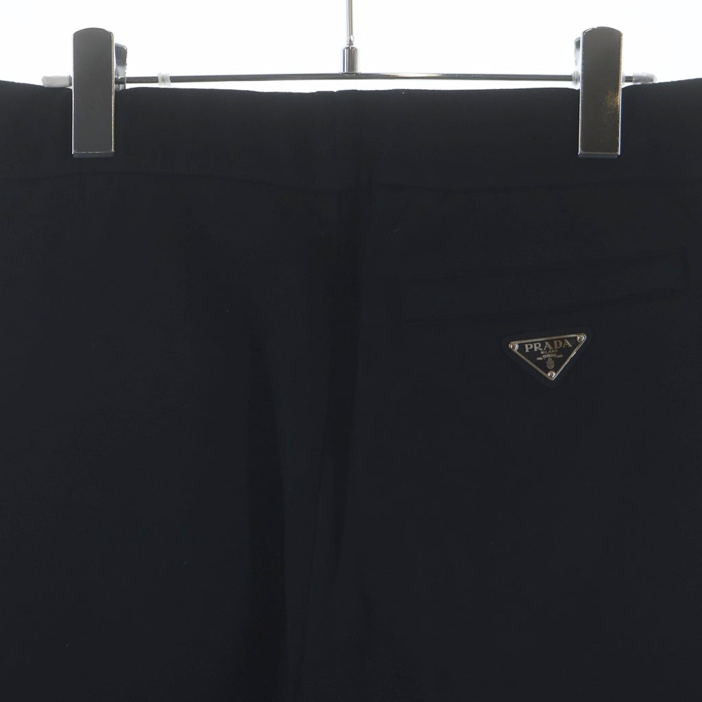 PRADA(プラダ) 22AW トライアングルロゴプレート サイドナイロン テクニカル コットンスウェット ロング パンツ ブラック UJP198