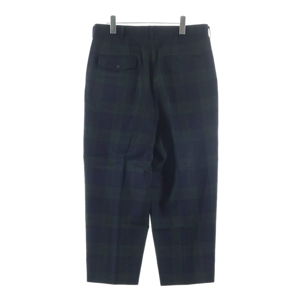 COMME des GARCONS HOMME(コムデギャルソンオム) 20AW AD2020 ウール混 フランネル 2タックスラックスパンツ ブラック/グリーン HF-P041