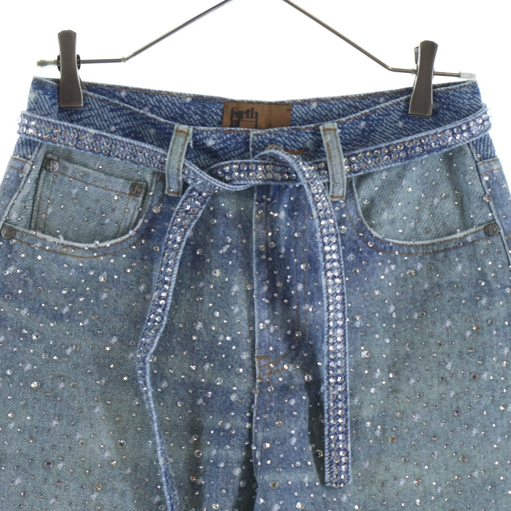 BIRTH OF ROYAL CHILD(バースオブロイヤルチャイルド) 20K Swarovski Diamond Pants スパンコール装飾 デニムパンツ インディゴ