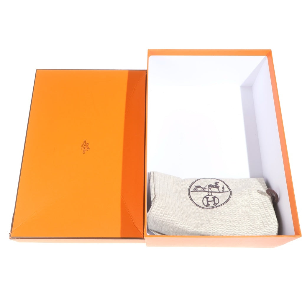 HERMES(エルメス) サントリーニ Hロゴ レザー アンクルストラップ フラットサンダル シューズ シルバー金具 ピンク レディース