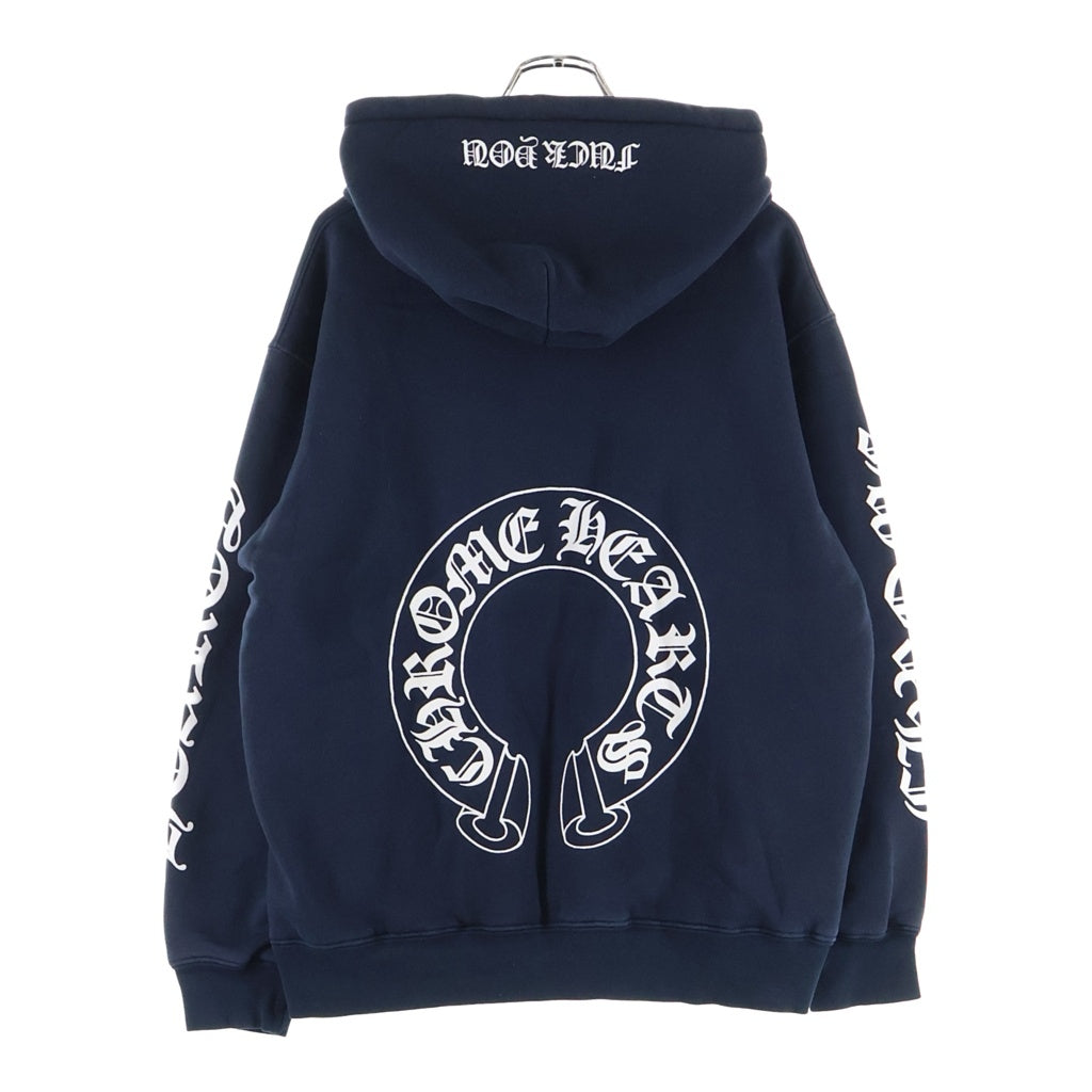 CHROME HEARTS(クロムハーツ) オールド 袖ロゴバックホースシュー 裏地サーマルプルオーバーフーディーパーカー ブラック