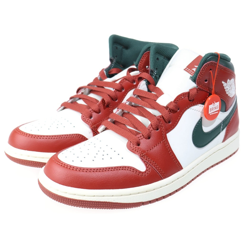 NIKE(ナイキ) AIR JORDAN 1 MID SAIL/PURE PLATINUM/REDSTONE/MIDNIGHT GREEN DQ8426-105 エアジョーダン1 ミッド ローカットスニーカー ホワイト/レッド US7.5/25.5cm