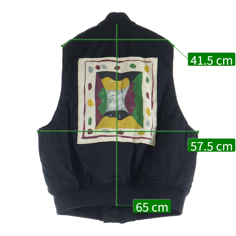 Sasquatchfabrix.(サスクワッチファブリックス) 23AW MA-1 FLIGHT VEST THE DOVE OF PEACE 両面パッチワーク フライトベストジャケット ブラック 23AW-JKM-005
